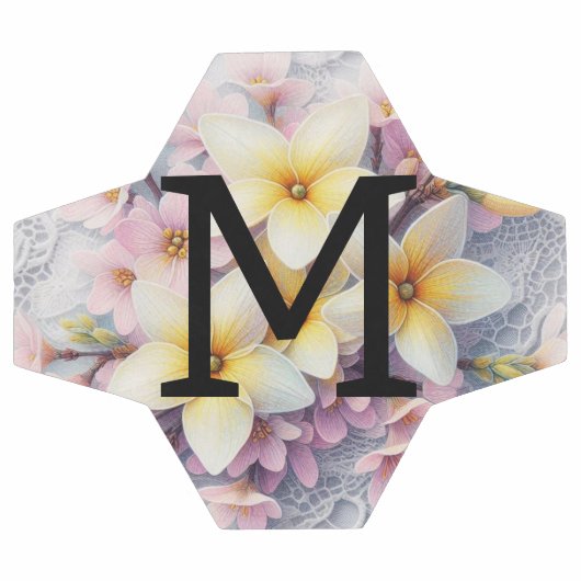 Monogram lace pink and yellow Spring flowers  Voetbal (Enkel)