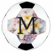 Monogram lace pink and yellow Spring flowers  Voetbal (Voorkant)