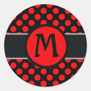 Monogram lady Polka dot - Aangepaste achtergrondkl Ronde Sticker
