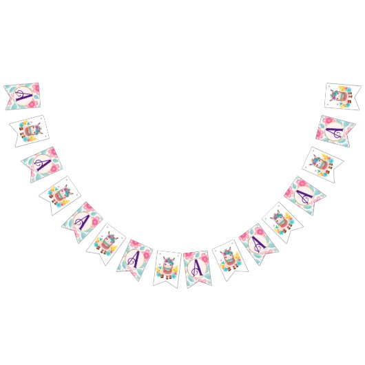 Monogram lama baby kinderkamer kunst. vlaggetjes (Alle)