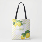 Monogram land citroenen waterverf strepen rustiek tote bag (Voorkant)