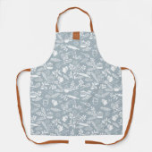 Monogram Land Stijl Bloemen Bakken Patroon Blauw Schort (Voorkant)