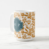 Monogram Land Stijl Vet Bloemen Patroon Geel Koffiemok (Voorkant links)