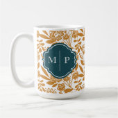 Monogram Land Stijl Vet Bloemen Patroon Geel Koffiemok (Links)