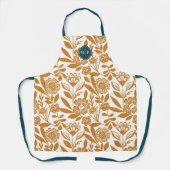 Monogram Land Stijl Vet Bloemen Patroon Geel Schort (Voorkant)