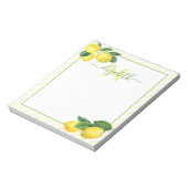 Monogram landcitroenen waterverf strepen notitieblok (Linkerzijde)