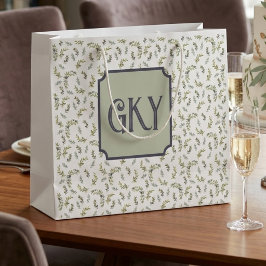 Monogram Landelijk Chique Waterverf Olijfpatroon Groot Cadeauzakje