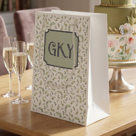 Monogram Landelijk Chique Waterverf Olijfpatroon Klein Cadeauzakje