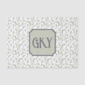 Monogram Landelijk Chique Waterverf Olijfpatroon Tissuepapier (Voorkant)