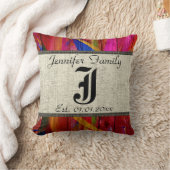 Monogram Landelijk Jute Verf Hout Look #6 Kussen (Deken)