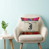 Monogram Landelijk Jute Verf Hout Look #6 Kussen (Stoel)