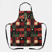 Monogram Landelijk Landelijk Rood Groen Geruit Har Schort (Voorkant)