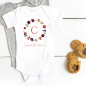 Monogram Landelijke Boho Bloemen Waterverf Krans Romper