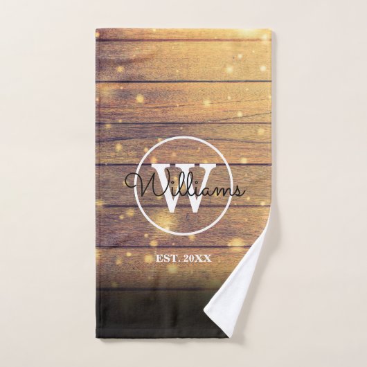 Monogram Landelijke Elegante Script Houten Panelen Bad Handdoek (Handdoek)