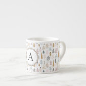 Monogram Landelijke Kerstbomen 6oz Espresso Kop (Voorkant rechts)