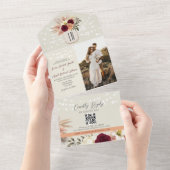 Monogram Landelijke Slingerlampen Huwelijk QR-code All In One Uitnodiging (Afscheurbaar)