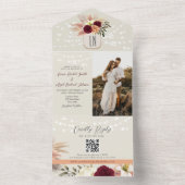 Monogram Landelijke Slingerlampen Huwelijk QR-code All In One Uitnodiging (Binnen)