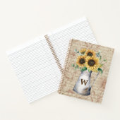 Monogram Landelijke Zonnebloem Vintage Letter Deco Notitieboek (Binnen)