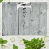 Monogram landgrijze patroonmonogram theedoek (Gevouwen)