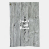 Monogram landgrijze patroonmonogram theedoek (Verticaal)