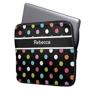 Monogram Laptop Hoesje Polka Dots Laptop Sleeve