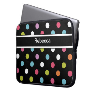 Monogram Laptop Hoesje Polka Dots Laptop Sleeve