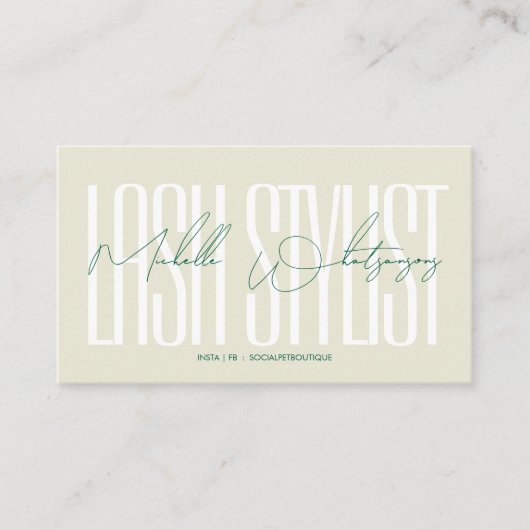 Monogram Lash stylist modern script Visitekaartje (Voorkant)
