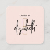 Monogram Lashes Esthetician Beauty Blush Pink Vierkante Visitekaartje (Voorkant)