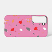 Monogram Latijnse Bloem Roze Samsung Galaxy 22 Hoesje (Achterkant horizontaal)