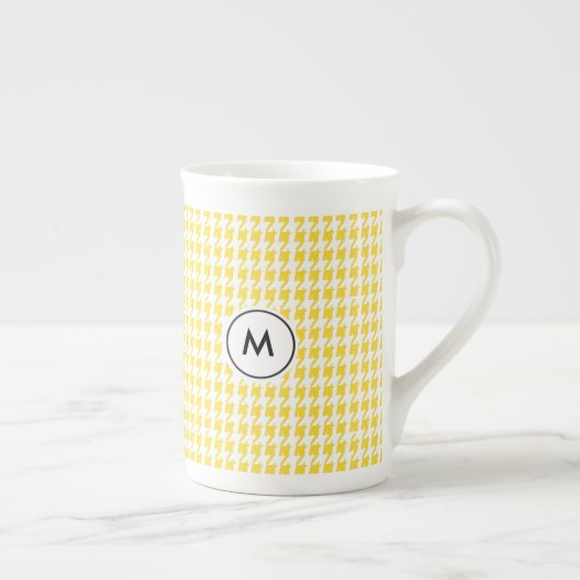 Monogram Latte Mokken | Gele houndstooth (Rechts)