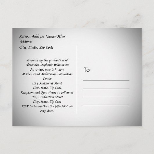 Monogram Laurel Black/White Aankondigingskaart (Achterkant)