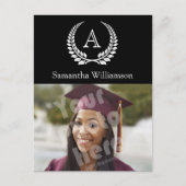 Monogram Laurel Black/White Aankondigingskaart (Voorkant)