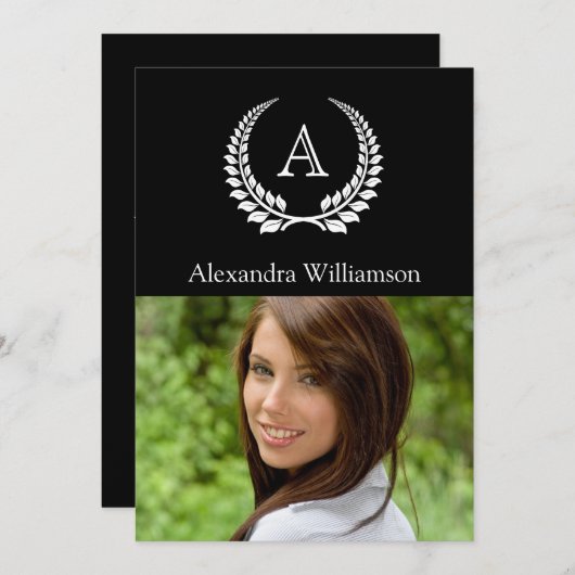 Monogram Laurel Black/White Kaart (Voorkant / Achterkant)