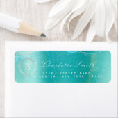 Monogram Laurel krans Ocean Blue Retouradres Etiket (Insitu)