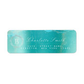 Monogram Laurel krans Ocean Blue Retouradres Etiket (Voorkant)