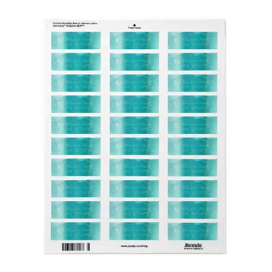 Monogram Laurel krans Ocean Blue Retouradres Etiket (Full Sheet)