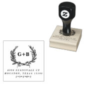 Monogram Laurel krans retour adres stempel (Gestempeld)