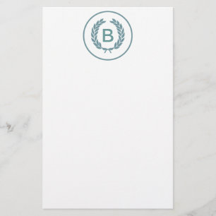 Monogram Laurel Leaf Wreath Briefpapier