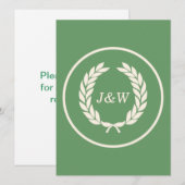 Monogram Laurel Leaf Wreath Kaart (Voorkant / Achterkant)