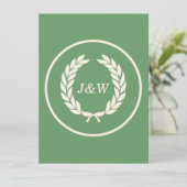 Monogram Laurel Leaf Wreath Kaart (Staand voorkant)