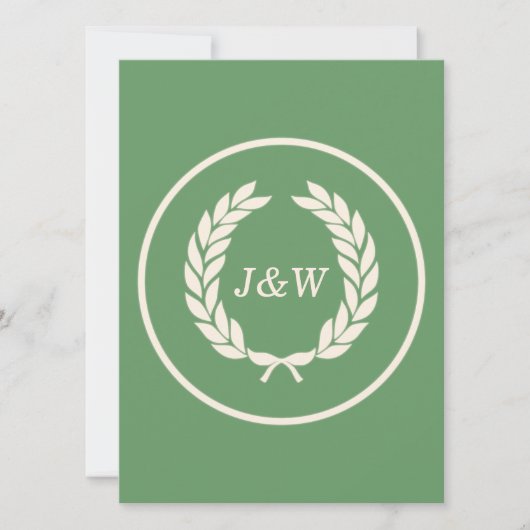 Monogram Laurel Leaf Wreath Kaart (Voorkant)