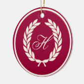 Monogram Laurel Leaf Wreath Keramisch Ornament (Links)