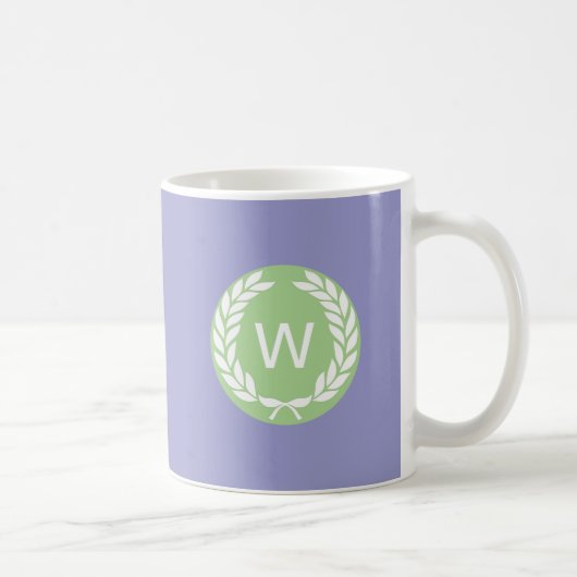 Monogram Laurel Leaf Wreath Koffiemok (Rechts)