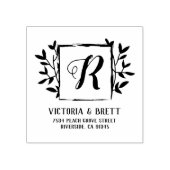Monogram Laurel Lijst Bruiloft Retouradres Rubberstempel (Afrduk)