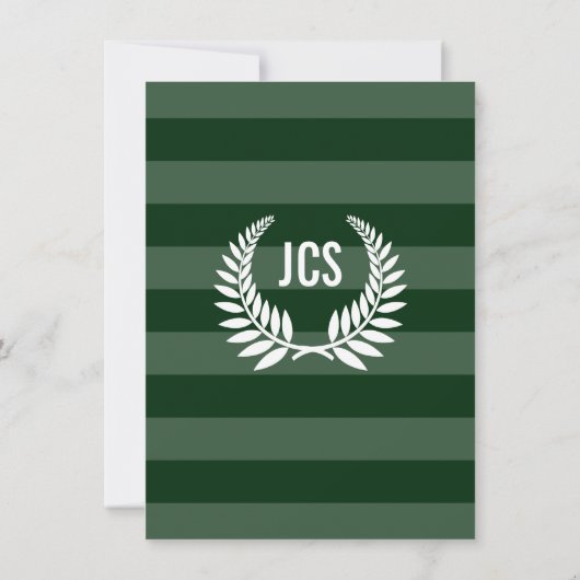 Monogram Laurel Masculine Green Afstuderen Kaart (Achterkant)