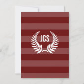 Monogram Laurel Masculine Red Maroon Afstuderen Kaart (Achterkant)