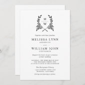 Monogram Laurel met elke kleur achtergrond bruilof Kaart (Voorkant / Achterkant)