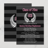 Monogram Laurel Pink College/Aangepast Afstuderen Kaart (Voorkant / Achterkant)