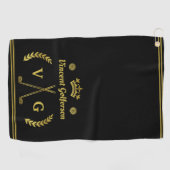 Monogram Laurel Wreath Clubs Crown met de naam Gol Golfhanddoek (Horizontaal)