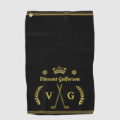 Monogram Laurel Wreath Clubs Crown met de naam Gol Golfhanddoek (Voorkant)